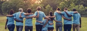 Group of Volunteers with Backs Turned